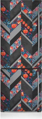 Produktbild von Kühlschrankmagne Kühlschrank Aufkleber Magnetfolie Dekoration 60x190 cm - Herringbone-Blumen.