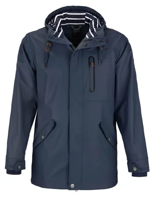 Produktbild von Dry Fashion Herren PolyurethanParka Lübeck - Regenjacke Herren Wasserdicht Winddicht Reißverschluss Outdoor Jacke Männer in Navy Größe L