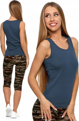 Produktbild von Damentanktop - Tanktop Damen Größe XXL - ärmelloses Top blau - Sommeroberteil Damen - Baumwolltop