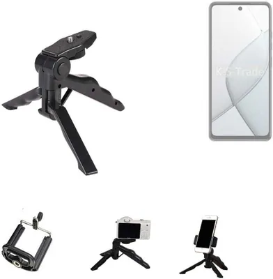 Produktbild von K-S-Trade Stativ Tisch-Ständer Dreibein Handy-Stativ Ständer kompatibel mit Tecno Spark 20 Pro 5G Mini-Stativ Smartphone Tripod Handy-Stativ aus