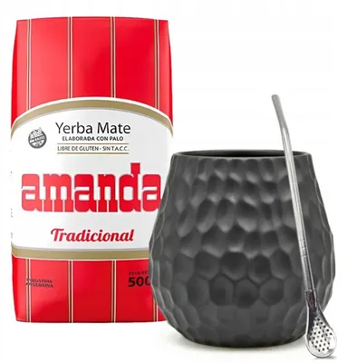 Obrázok produktu pre Sada na začatie pitia yerba mate: Klasická Amanda + matero (nádoba) a slamka