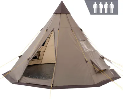 Obrázek produktu pro CampFeuer Tipi stan Spirit pro 4 osoby, 3000 mm vodní sloupec, hnědý, indiánský stan pro kempování