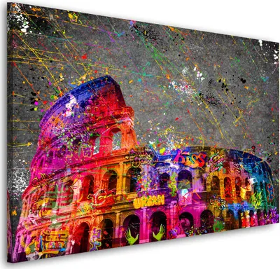 Produktbild von Kolosseum Graffiti Street Art Wandbild Leinwandbild Deko Kunst XL: 120x80x2cm