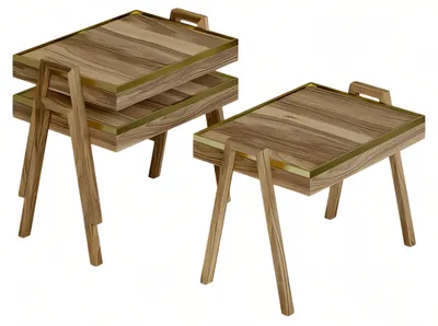 Immagine prodotto di Set di tavolini in legno in marrone moderno e minimalista