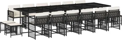 Produktbild von vidaXL 17-tlg. Garten-Essgruppe mit Kissen Schwarz Poly Rattan