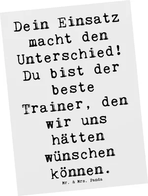 Produktbild von Mr. & Mrs. Panda Postkarte Spruch Trainer Unterschied - Weiß - Geschenk, Postkarten, Bedanken, Dankbarkeit, Aufmerksamkeit, bildkarte, Ansichtskarte, Leidenschaft