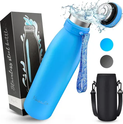 Produktbild von Isolierte Trinkflasche - 1 Liter - Edelstahl - Nachhaltig - BPA-frei