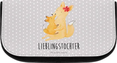 Produktbild von Mr. & Mrs. Panda kosmetiktäschchen Fuchs Mama - Grau Pastell - Geschenk, Schminktasche klein, Vatertag, Schoß, aufbewahrungstasche, Organizer, Tochter, Kosmetiktasche