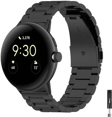 Produktbild von Stravo Premium Edelstahl Metallarmband 41 mm, passend für Google Pixel Watch 1/2/3/4, Uhrenarmband - Schwarz