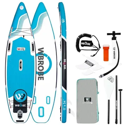 Produktbild von Aufblasbares Paddleboard, leichtes Design, komplett mit Zubehör, Blau