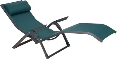 A teal and graphite gray lounge chair is shown against a white background.