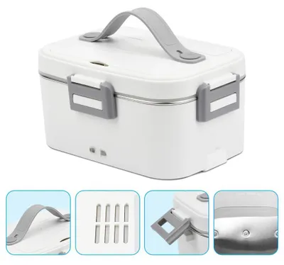 Produktbild von Elektrische Lunchbox, Tragbarer Lebensmittelwärmer, Mehrspannungs-Kompatibilität, Weiß, EU