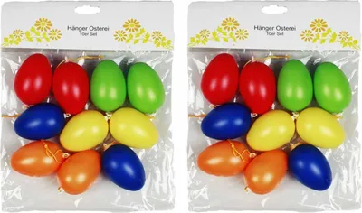 Produktbild von HAAC 20 Stück Ostereier Deko Eier Eierset Ostern bunt aus Kunststoff 6 cm