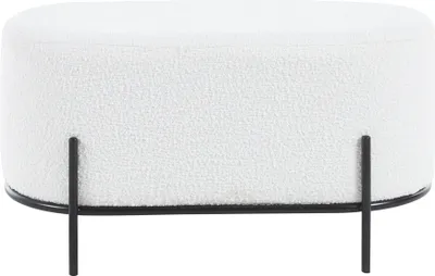 Produktbild von SalesFever Polsterhocker | Bezug Bouclé Stoff | Gestell Metall | B 80 x T 40 x H 42 cm | weiß – schwarz