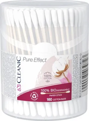 Obrázok produktu pre CLEANIC Pure Effect vatové tyčinky – 160 kusov – okrúhla krabička