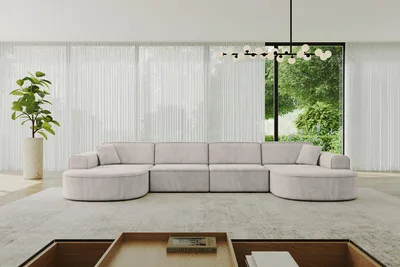 Produktbild von ALTDECOR Ecksofa in U-Form MARI-U2 - 388x171x79,5 cm Hellbraun - Corner Sofa Bett Eckcouch Couch L-Form Wohnlandschaft Cauchsofa