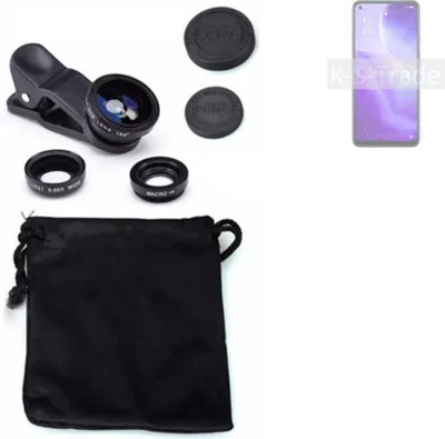 Produktbild von K-S-Trade Smartphone Kamera Linsen Set Kompatibel mit Oppo Reno5 Z 5G 3in1 Clip-On Kamera Adapter Macro Weitwinkel FishEye Fischauge Objektiv Linse