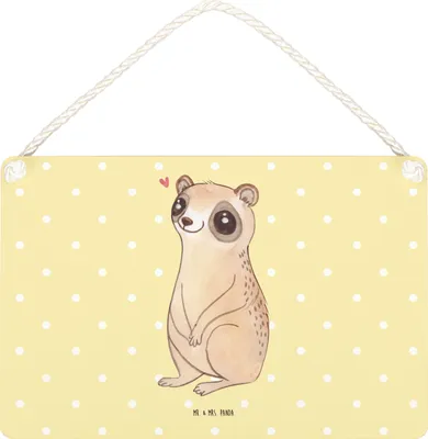 Produktbild von Mr. & Mrs. Panda Schild Plumplori Glücklich DIN A6 - Gelb Pastell - Geschenk, Niedlich, Wandbild Holz, holzbild, Lustige Sprüche, Türschild, Deko, kleine aufmerksamkeit
