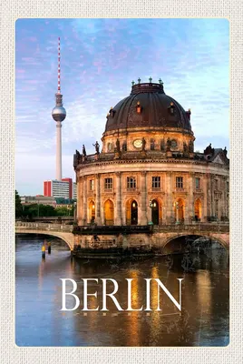 Produktbild von vianmo Holzschild 18x12 cm Berlin Deutschland Porträt Fluss Bildmotiv Reisemotiv Abenteuer Reisen