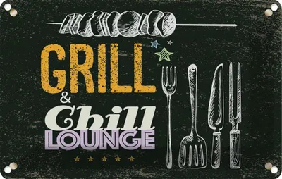Produktbild von vianmo Blechschild 12x18 cm Grill & Chill Fleisch Grillen