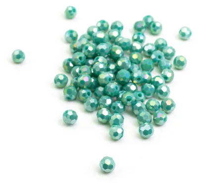 Produktbild von Vintageparts Glasschliffperlen türkis facettiert 4 mm mit Perlenglanz für Ketten, 50 Stück