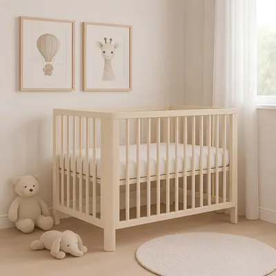Produktbild von Baby-Delux Babybett Kinderbett 60x120 Kaschmir-Beige Lio 2in1 umbaubar Schutzgitter Matratze