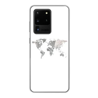 Produktbild von MuchoWow® Handyhülle Schutzhülle Hülle für Samsung Galaxy S20 Ultra Weltkarte - Muster - Schwarz Silikon Softcase Handy Hülle - Karteninhaber
