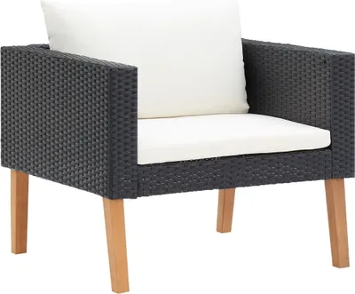 Immagine prodotto di divano da giardino a 1 posto in polyrattan nero con cuscini