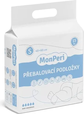 Imagen del producto de MonPeri, cambiadores desechables, tamaño S, 40x60 cm (paquete de 15 unidades)