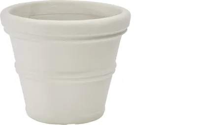 Produktbild von Garden Italia Vasen – ECO-Vase rund mit ICL-Rand Ø 25 cm – H. 21 – Italy – 100 % recycelbar – Vase aus perlweißem Harz – leicht – stoßfest, s