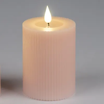 Produktbild von LED Kerze STREIFEN H. 10cm D. 7,5cm rosa mit Timer Formano