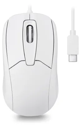 Produktbild von Perixx PERIMICE-209CW Optische kabelgebundene USB-C Maus – 150 cm Kabel – 1000 DPI – Weiß