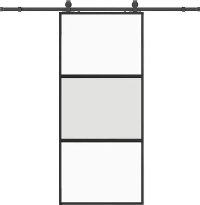 Zdjęcie produktu dla vidaXL Drzwi przesuwne z okuciem czarne 90x205 cm szkło hartowane