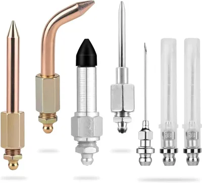 Productafbeelding van Vetspuit Naald Set - Smeernippel Accessoires - Smeren van Machines - Voor Nauwe Ruimtes - 7 Stuks - Zilver