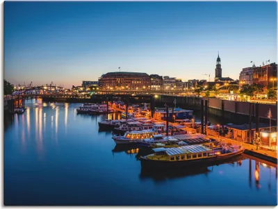 Produktbild von ARTland Leinwandbild Hamburg Hafen Panorama mit Michel Größe: 60x45 cm
