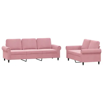 Zdjęcie produktu dla vidaXL 2-częściowa sofa z poduszkami różowy aksamit
