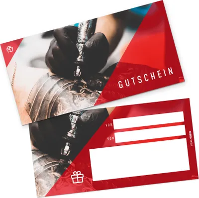 Produktbild von itenga Geschenkgutschein Tattoo Tätowierung (Motiv 31) Postkarte zum Ausfüllen DIN Lang 21,0 x 10,5 cm