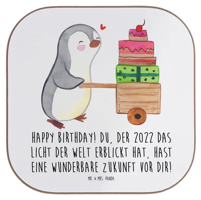 Produktbild von Mr. & Mrs. Panda Untersetzer für Gläser 2022 Geburtstag - Weiß - Geschenk, liebevolle Geschenke, herzliches Lächeln, gläseruntersetzer, Geburtstagsgeschenk, Coaster