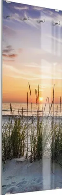 Produktbild von DEQORI Kleiderhaken aus Glas 50x125 cm 'Sonnenuntergang am Strand' Wand Garderobe Haken
