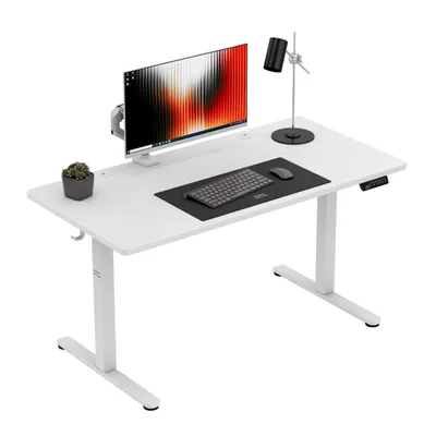 Produktbild von Mark Adler Leader 7.3 Elektrischer Schreibtisch Weiß 140x60 cm, Höhenverstellbar 72–118 cm, ErgoHub Flex Panel, Kabelmanagement, Belastbar bis 50 kg