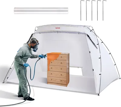 Image de Abri de pulvérisation portable 305 x 213 x 183 cm avec fond intégré & film jetable & ouverture d'aération Grande cabine de peinture pour bricolage peinture par pulvérisation Hobby