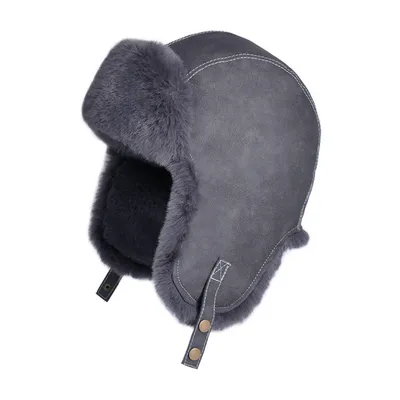 Produktbild von Damen Fliegermütze,  Wintermütze mit Ohrenklappen, Winter Warme Plüschmütze, Grau