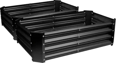 Produktbild von Rechteckige Hochbeete aus verzinktem Stahl – 120 cm x 60 cm – Anthrazit – 2er-Pack