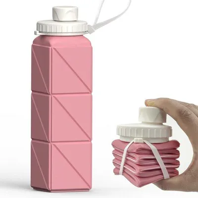 Productafbeelding van Ibenzoa® 610 ml inklapbare drinkfles van BPA-vrij siliconenmateriaal – herbruikbaar, lekvrij, vaatwasmachinebestendig, geschikt voor outdooractiviteiten en sport