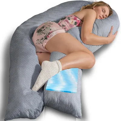 Produktbild von Traumreiter Seitenschläferkissen mit Memory Foam Körperunterstützung & Bezug Velour Deluxe, Grau, Größe XL