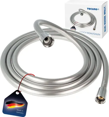 Produktbild von tecuro PREMIUM Brauseschlauch 2,00 m, verdrehsicher, silberglatt, KTW/DVGW