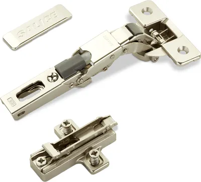 Produktbild von 2 x Salice Universalscharniere 110° Bohrbild T45 mit Dämpfer für abgerundete, überfälzte und profilierte Türen mit Kreuz-Montageplatte Höhe 6 mm Exzenterverstellung, Scharnierarmabdeckung