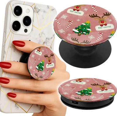 Zdjęcie produktu dla Uchwyt Do Telefonu Popsocket Na Palce/Stojak Świąteczne Renifery Choinki