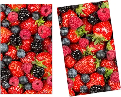 Produktbild von Spritzschutz Herdabdeckplatte Schneidebrett aus Glas Frischer Beerenmix 2-Teilig (60x52cm)