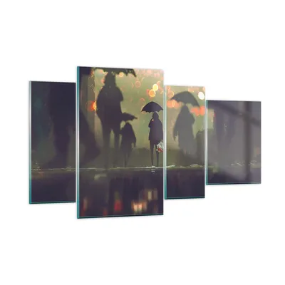 Produktbild von Bilder auf glas - Straße Regen Wasser - 120x70cm - Glasbilder - Wandbilder - Kunstdruck - zum Aufhängen bereit - Wanddekoration aus Glas - Glas Bilder - Wandbild auf Glas - 4 Teile - GDL120x70-3885